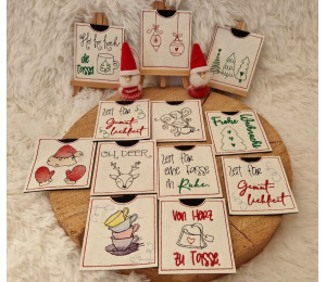 2€ ZUSATZTÜRCHEN 18. Dezember - Stickserie - ITH Teebeutel Verpackung